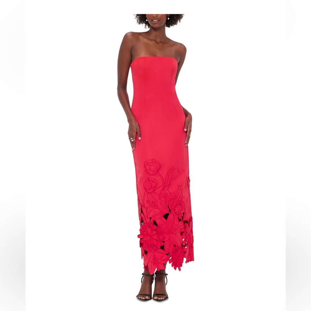 Leo Lin Rayna Appliqué Bustier Maxi Dress Rose Bright Pink Size 2 NWT - Picture 5 of 5